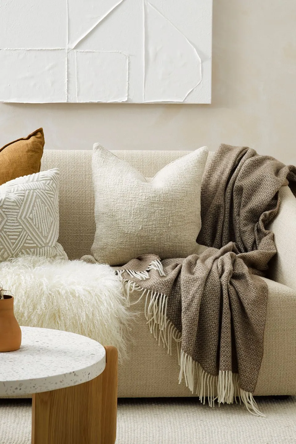 Cyprian Textured Oatmeal Feather Inner 50x50cm Cushion